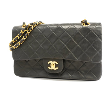 Chanel Matelasse W Flap W Chain Shoulder Bag Lambskin Women's Shoulder Bag Black