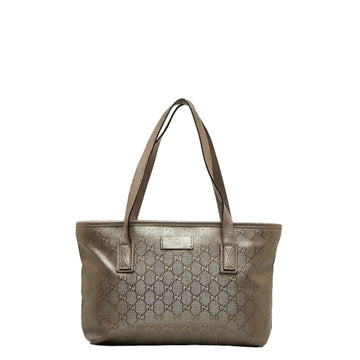 GUCCI GG Implement Tote Bag 211138 Gray Brown PVC Leather Women's
