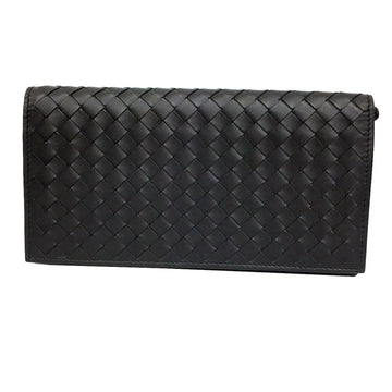 Bottega Veneta Intrecciato Continental Bi-Fold Long Wallet 156819 Leather Black Men's