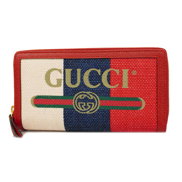 GUCCIAuth  Long Wallet 524790 Canvas Long Wallet Ivory,Navy,Red Color