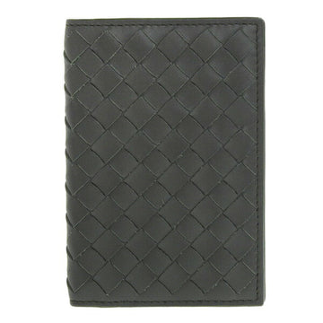 BOTTEGA VENETA Intrecciato Leather Bifold Card Case Khaki Women's