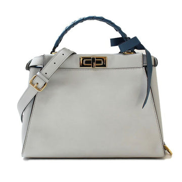 FENDI Peekaboo 2Way Shoulder Bag Gray Blue 8BN290 A23E 1890501 Women's