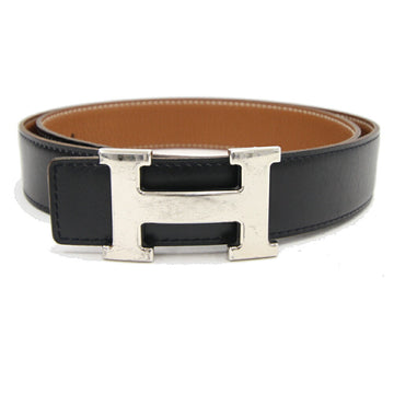 HERMES Belt Constance H Black Brown Box Calf Togo 85cm H Engraved 2004 Manufactured Women's Men's Reversible Leather