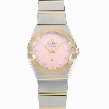 OMEGA Constellation Quartz 24MM Brushed Pink Shell *12P Diamond 123.20.24.60.57.004 Women's Watch