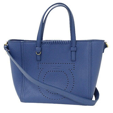 Salvatore Ferragamo Ferragamo Salvatore Bag Women's Tote Shoulder Gancini Leather GG-21G715 Blue