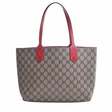 GUCCI GG Supreme Leather Reversible Tote Bag 372613 Beige/Red Women's