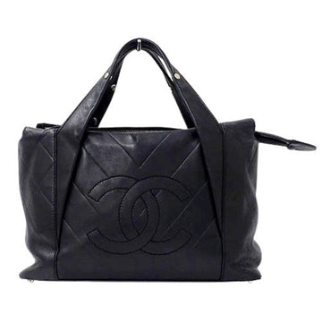 Chanel bag V stitch ladies brand handbag tote leather black silver metal fittings here mark fashionable