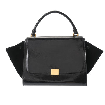 CELINE Trapeze Black - Women's Enamel Suede Handbag