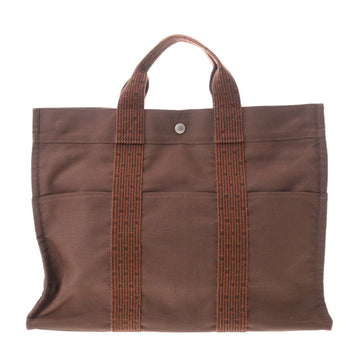 HERMES Ale Line MM Chocolat Unisex Canvas Tote Bag