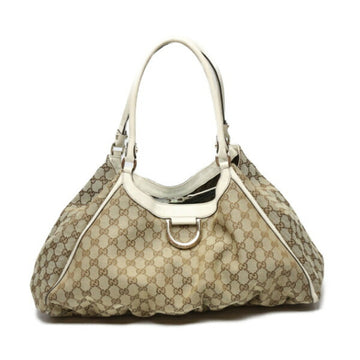 GUCCI Sookie Canvas x Calf GG 189835  Beige White Tote Bag