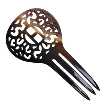 HERMES Buffalo Horn Rocaille Hairpin Hair Brown Women's