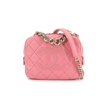 Chanel matelasse vanity 2way hand shoulder bag leather pink gold metal fittings Matelasse Vanity Bag