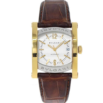 BVLGARI Assioma Combi AA44SG Men's Watch Date Silver Dial K18YG Yellow Gold Automatic Winding