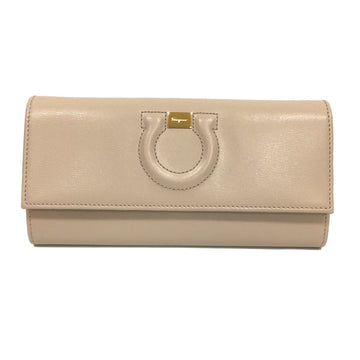 SALVATORE FERRAGAMO GANCIO CITY Gancho City Long Wallet Leather Beige Gancio Ki Ladies