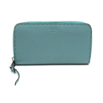 FENDI Selleria round long wallet Blue leather 8M0374