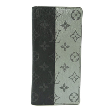 Louis Vuitton Brazza Wallet Men's Wallet M63027 Eclipse Split Black Gray (Silver)