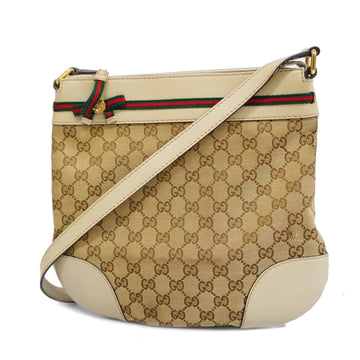 GUCCIAuth  Sherry Line Mayware 257065 GG Canvas Shoulder Bag Beige