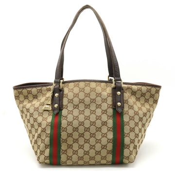 GUCCI GG Canvas Sherry Line Tote Bag Shoulder Khaki Beige Red Dark Brown 139260