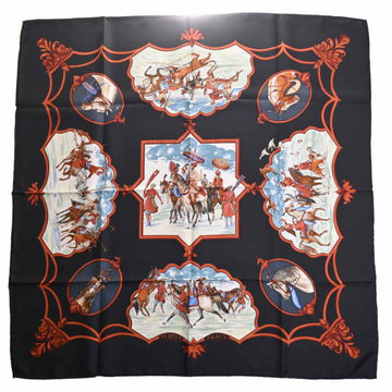 HERMES silk scarf muffler black multicolor