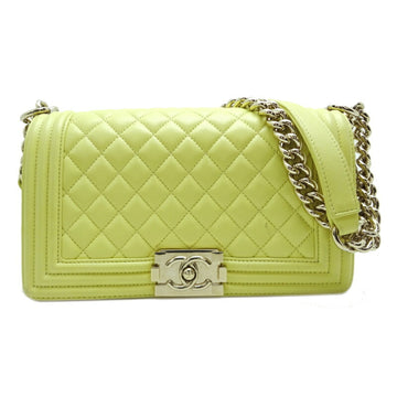 CHANEL Boy 25 Chain Shoulder Women's Bag 967086 Chevron Yellow