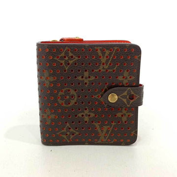 LOUIS VUITTON Wallet Zip Bifold Brown x Orange Punching Ladies Men's Monogram Perfo M95189 LOUISVUITTON