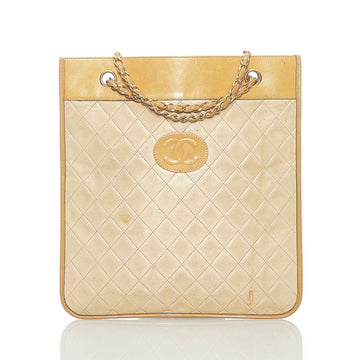 Chanel matelasse chain shoulder bag beige leather ladies