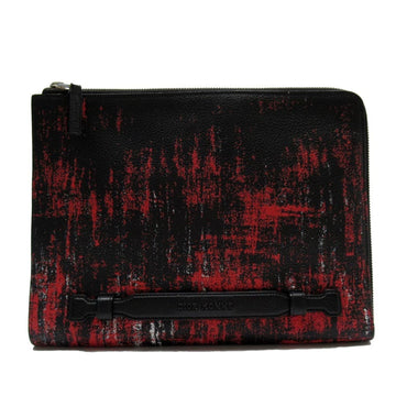 DIOR HOMME clutch bag black x red white leather