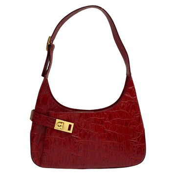 SALVATORE FERRAGAMO Gancini Hardware Leather Genuine Handbag Semi Shoulder Bag Red