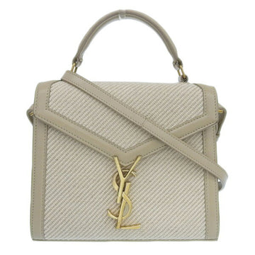 SAINT LAURENT Canvas Leather Cassandra Handbag 623930 Beige