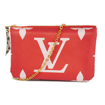 LOUIS VUITTONAuth  Monogram Giant Double Zip Women's Shoulder Bag Rouge