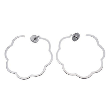 CHANEL Earrings Women's 750WG White Gold Camellia Hoop J3151 Polished