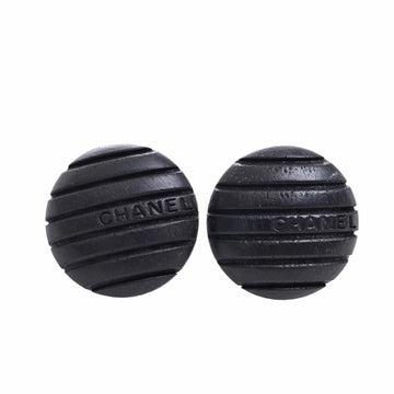 CHANEL Logo Wood Earrings Black Ladies