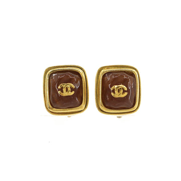 Chanel color stone here mark earrings gold brown 99A accessories vintage Color Stone Earrings