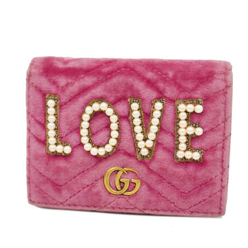 GUCCI Wallet GG Marmont Velor Pink Gold Hardware Women's