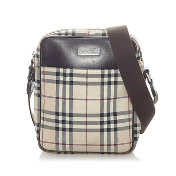 Burberry Nova Check Shoulder Bag Beige Canvas Leather Women's BURBERRY