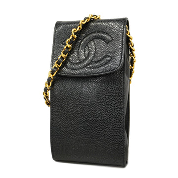 Chanel pochette caviar skin black gold Metal