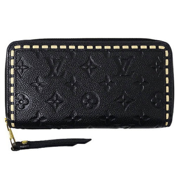 LOUIS VUITTON Wallet Monogram Empreinte Stitch Women's Long Zippy Noir M64805 Black Round