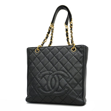 Chanel Shoulder Bag Matelasse Caviar Skin Black Gold metal