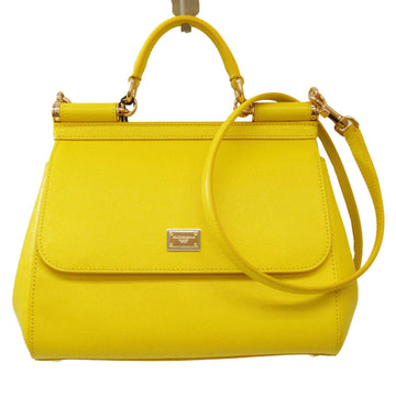 DOLCE & GABBANA Sicily Women's Leather Handbag,Shoulder Bag Yellow