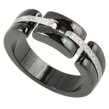 CHANEL Ultra Ring K18WG Black Ceramic Melee Diamond No. 13