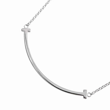 TIFFANY K18WG T smile small necklace -