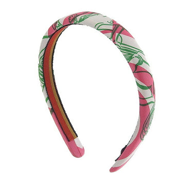 HERMES Silk Elsa La Folle Parade Headband Pink Green White