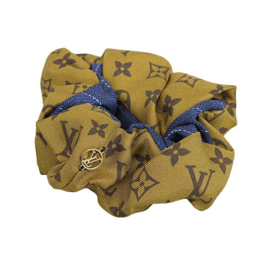 LOUIS VUITTON Monogram Silk Scrunchie Be Mindful Hair Tie M77011 Brown Blue Ladies