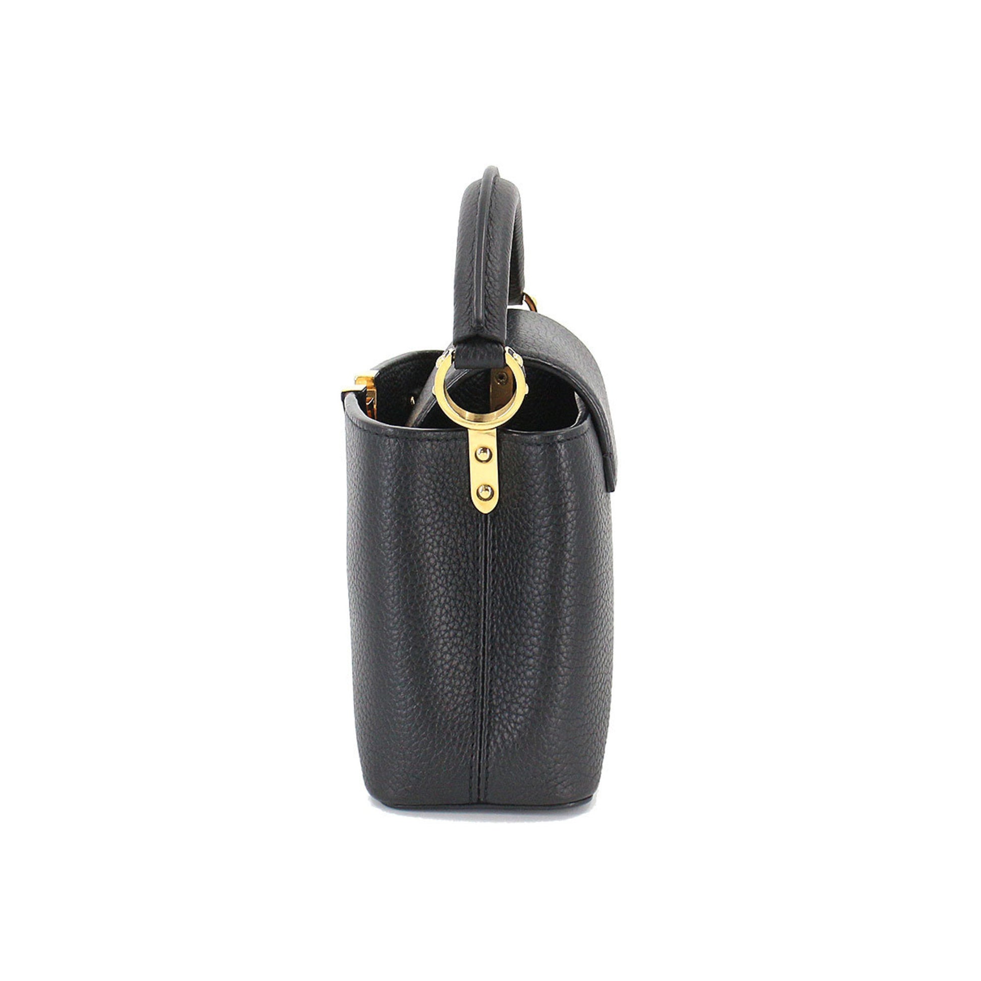 Auth Louis Vuitton Capucines MINI 2way Handbag M21494 Gold x Black (178798