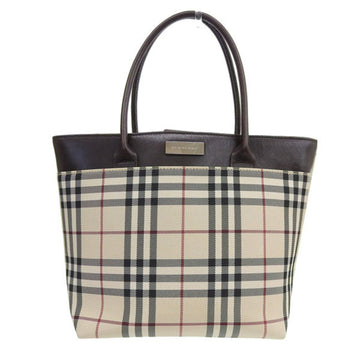 Burberry canvas nova check tote bag beige / brown leather