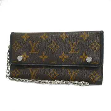 LOUIS VUITTON Trifold Long Wallet Monogram Macassar Portefeuilon M60168 Brown Black Men's