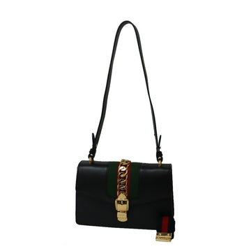 Gucci Shoulder Bag Sylvie Black Women's Leather