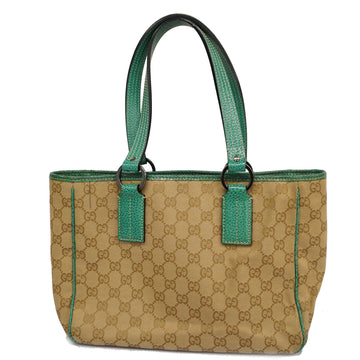 GUCCIAuth  GG Canvas Tote Bag 113019 Turquoise Blue Women's Beige