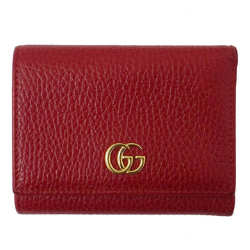 Gucci Wallet Women's Tri-Fold Petit Marmont Leather 474746 Red