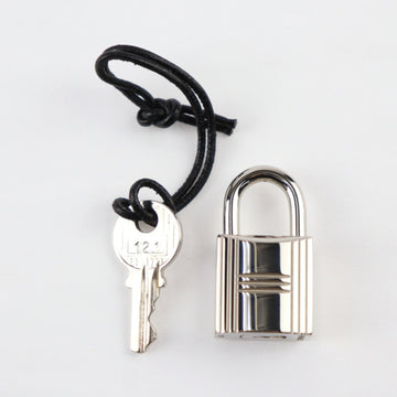 HERMES Padlock Cadena Metal Silver Key Bag Charm